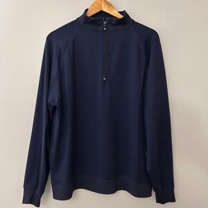 FootJoy Mens Large Navy Blue 1/2 Zip Long Sleeve Golf Pullover Performance Shirt
